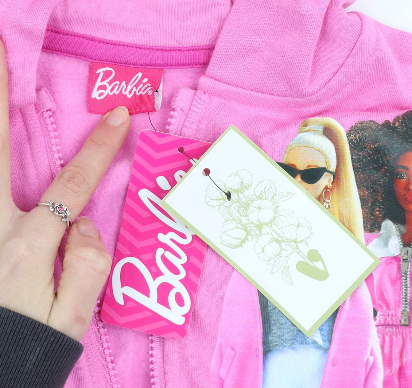 Barbie Girls Pink Full Zip Hoodie 7-8 Years Hooded Sweatshirt