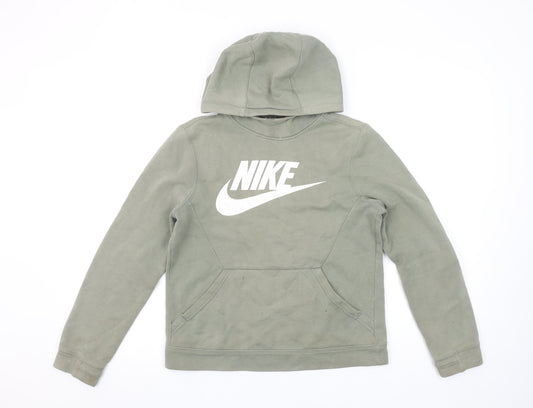 Womens UK M Regular Nike Green Pullover Hoodie
