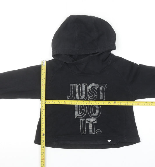 Nike Girls Black Hoodie 10-12 Years Pullover Just Do It Graphic Sweatshirt