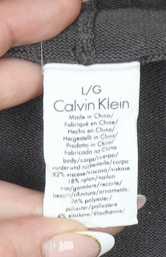 Calvin Klein Women’s Grey L Short Sleeve Belted Cardigan