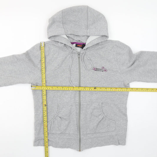 DKNY Active Women's Grey Full Zip Hoodie Size L Cotton Blend
