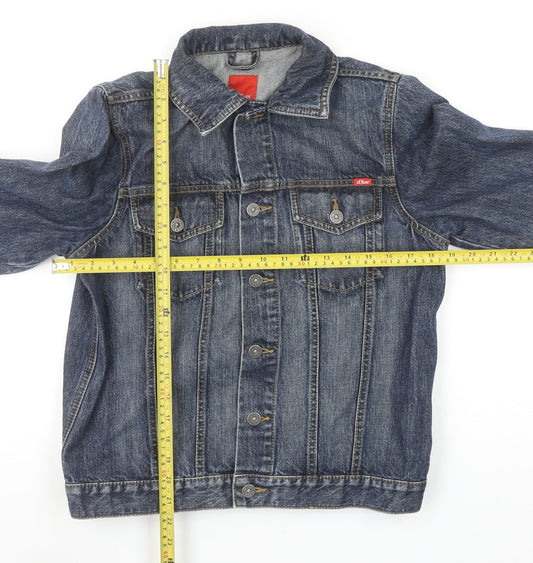s.Oliver Boys Blue Denim Basic Jacket Size 164 L Cotton Casual