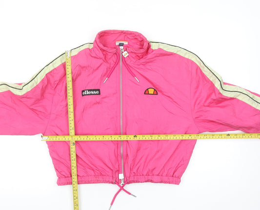 Ellesse Women’s Pink Cropped Bomber Jacket UK 12 Retro Style