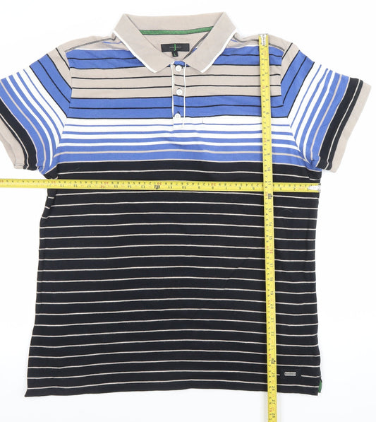 Jasper Conran Men's Multicoloured Striped Polo Shirt L Cotton