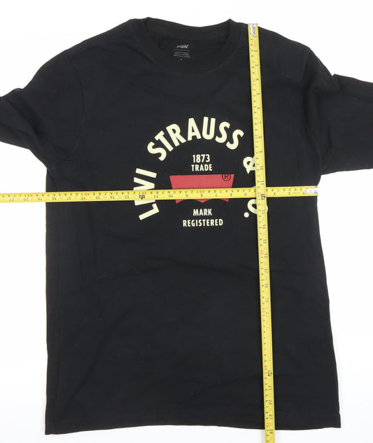 Levi's Men's Black Long Sleeve Logo Crew Neck Cotton T-Shirt M