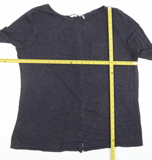 FatFace Womens Grey Long Sleeve Button-Up Jersey Top Size 14