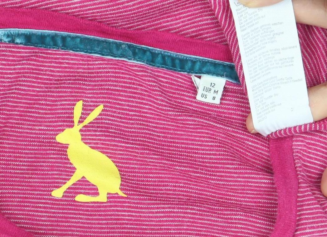 Joules Women’s Pink Striped Long Sleeve T-Shirt Size 12 Cotton