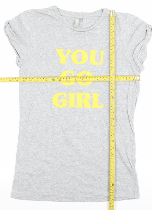 ASOS Women's Grey You Go Girl T-Shirt Size 4 Short Sleeve