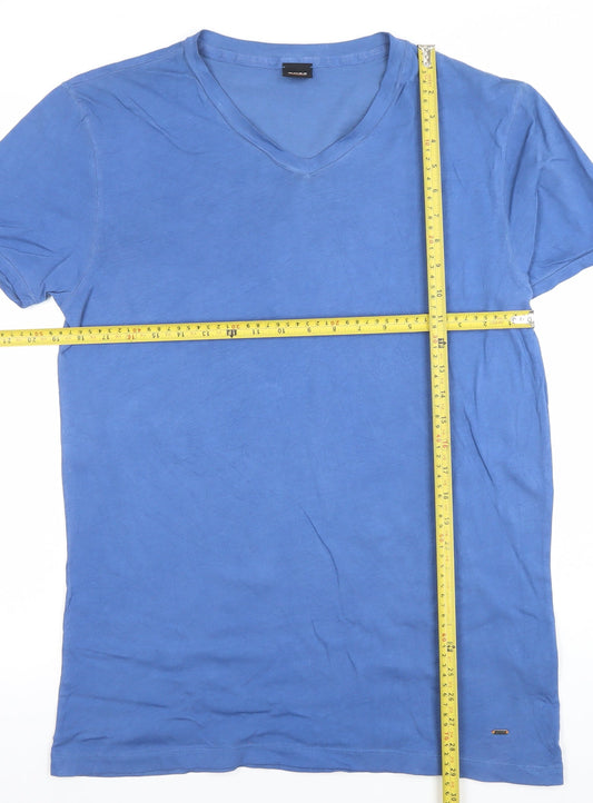 Hugo Boss Men's Blue V-Neck Short Sleeve Regular Fit Cotton T-Shirt M