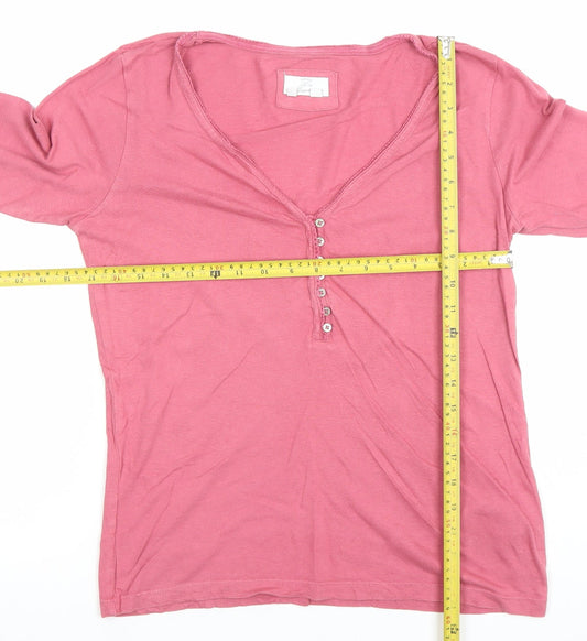 FatFace Women Pink Cotton Modal Long Sleeve Pyjama Top UK 10