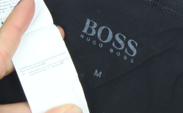 Hugo Boss Men's Black V-Neck Cotton T-Shirt Size M Regular Fit