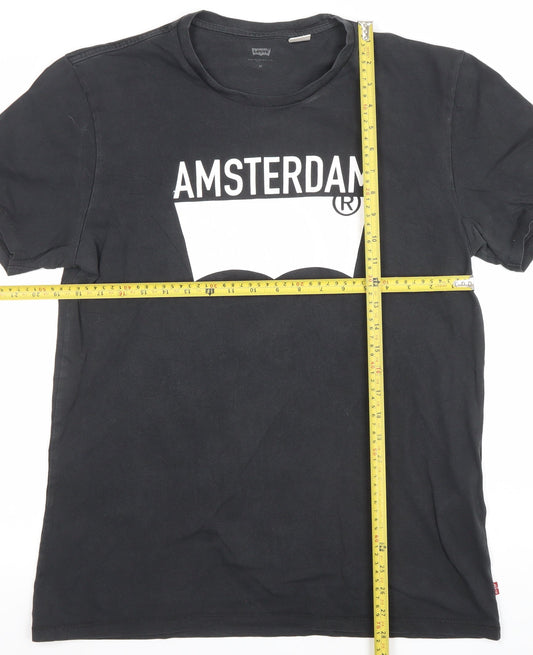 Levi's Men's Black Amsterdam Graphic Cotton T-Shirt Size M