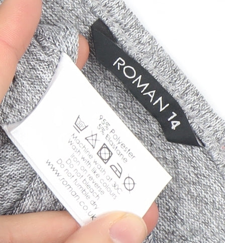 Roman Women’s Grey Colourblock Star Top Size 14 3/4 Sleeve