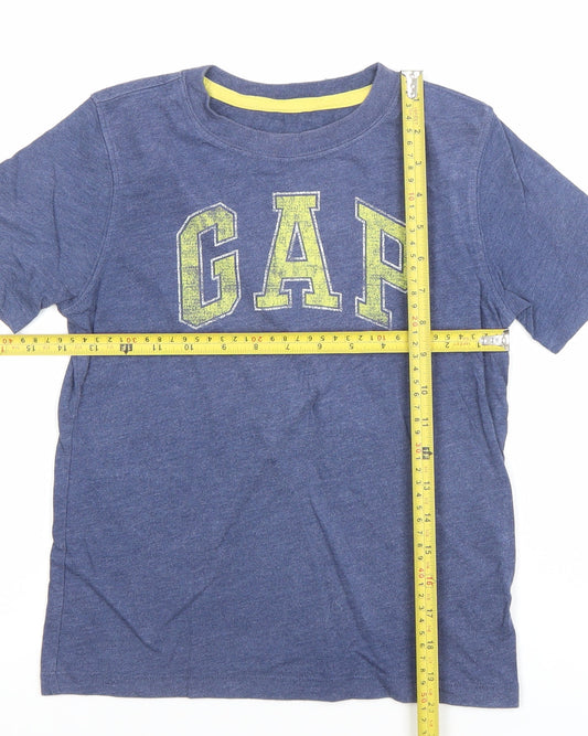 GAP Boys Blue Logo T-Shirt 6-7 Years Short Sleeve Cotton Blend