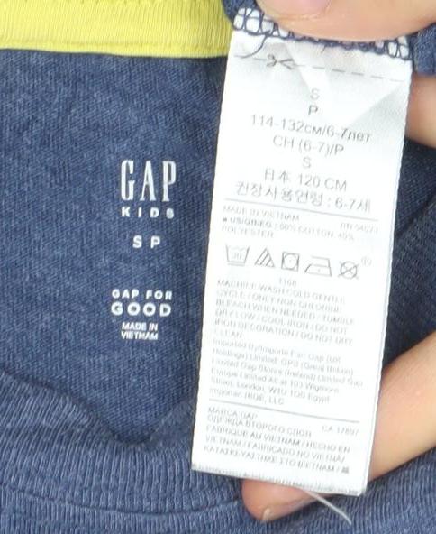 GAP Boys Blue Logo T-Shirt 6-7 Years Short Sleeve Cotton Blend