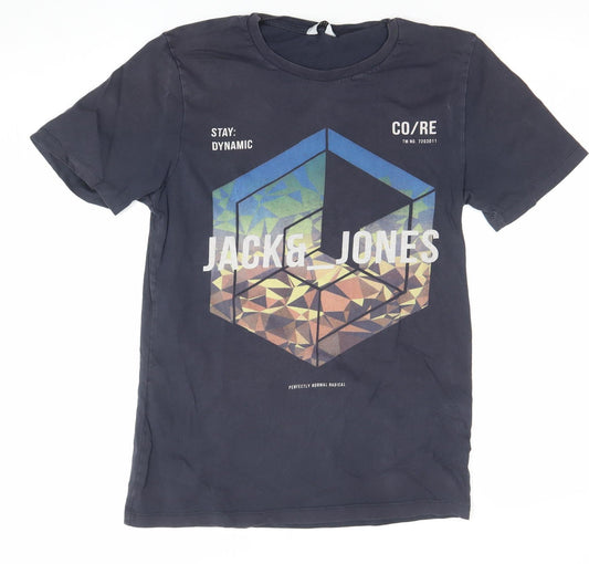 Mens UK Size M JACK & JONES Black Cotton T-Shirt