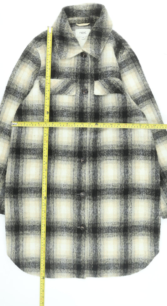 Next Men’s Beige Check Mid-Length Overcoat Wool Blend M