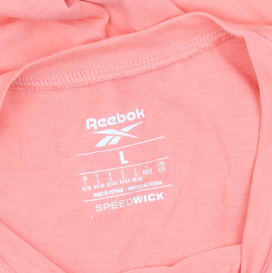 Womens UK Size L Reebok Pink Polyester Blend T-Shirt