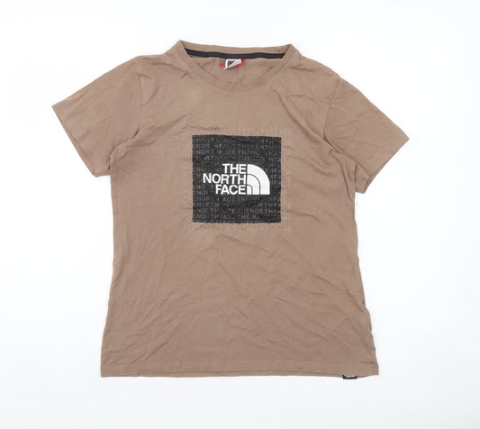 Womens UK Size XS The North Face Brown 100% Cotton T-Shirt