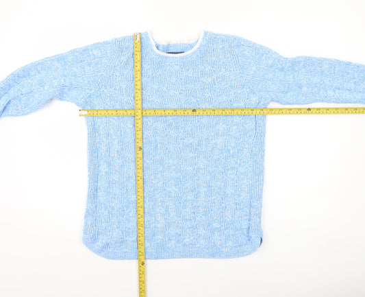 Womens UK S Regular Lands' End Blue Pullover Cable-Knit
