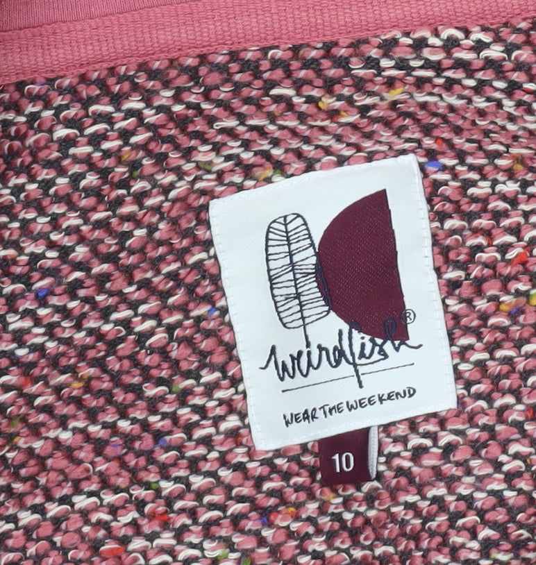 Weird Fish Women Pink Full Zip Hooded Knit Hoodie Size 10