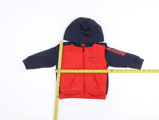 Nike Unisex Baby Red & Navy Hooded Full Zip Dri-FIT Track Jacket 6-9 Months
