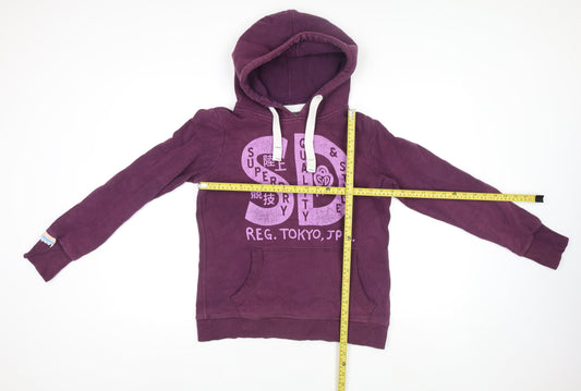 Superdry Womens Purple Hoodie Jumper L Cotton Blend Casual