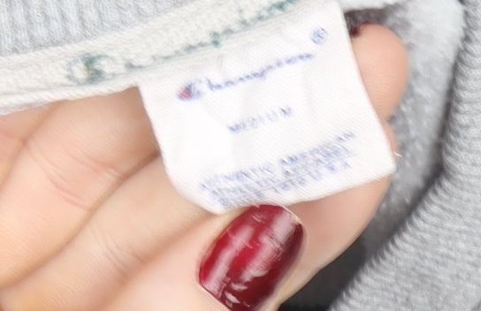 Champion Women Grey Medium Pullover Sweatshirt Logo Crew Neck