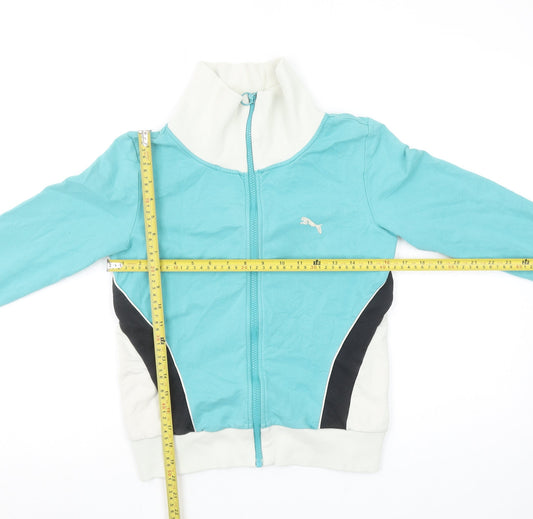 Womens UK 10 Regular PUMA Blue Full Zip Sweatshirt