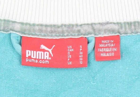 Womens UK 10 Regular PUMA Blue Full Zip Sweatshirt
