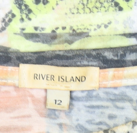 River Island Womens Multicoloured Abstract Sleeveless T-Shirt UK 12