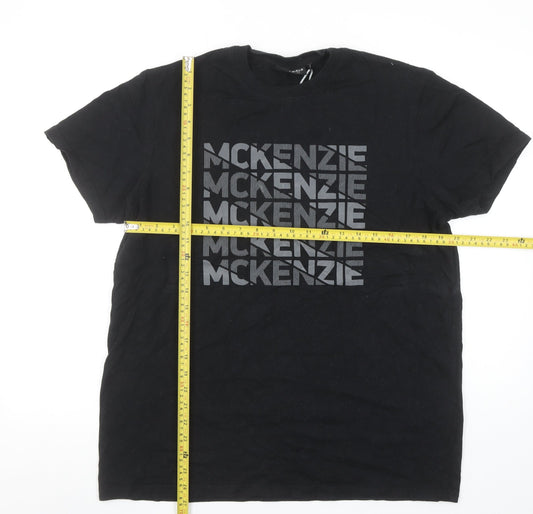 McKenzie Men's Black Logo Graphic Cotton T-Shirt Size L Regular Fit