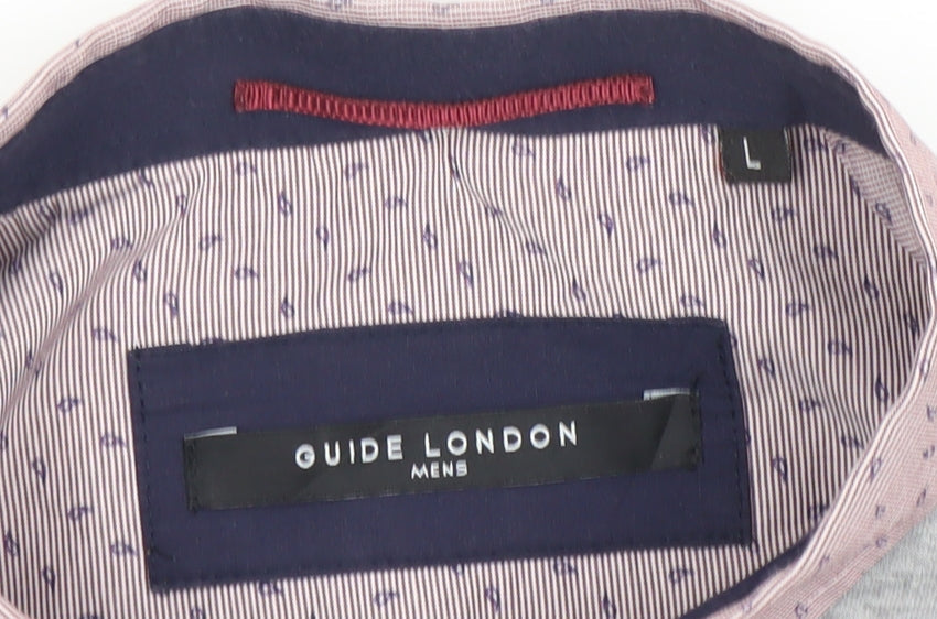 Guide London Mens Grey Cotton Blend Short Sleeve Polo Shirt Size L