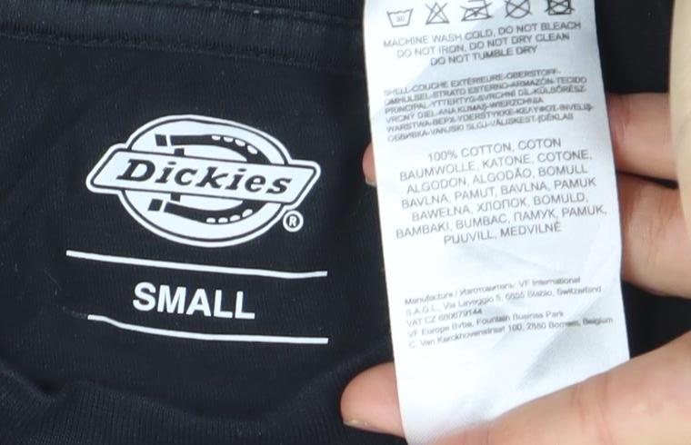 Dickies Men's Black Small Crew Neck Cotton Short Sleeve T-Shirt
