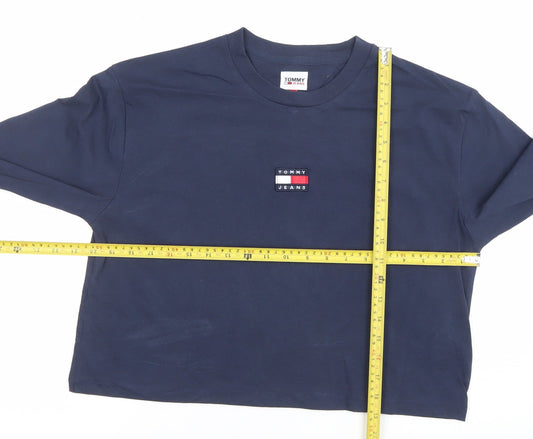 Tommy Jeans Women's Blue Long Sleeve Cropped T-Shirt Size M