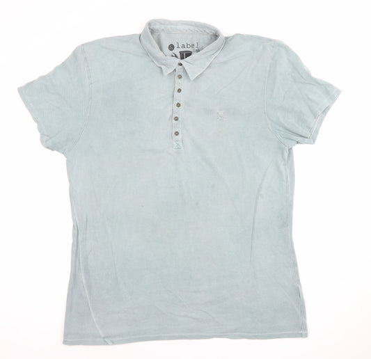 Label Lab Men's Blue XL Cotton Polo Shirt Casual Smart Top