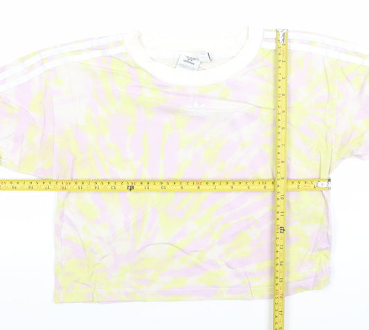 Adidas Womens Multicoloured Cropped Tie-Dye Relaxed T-Shirt Size 10