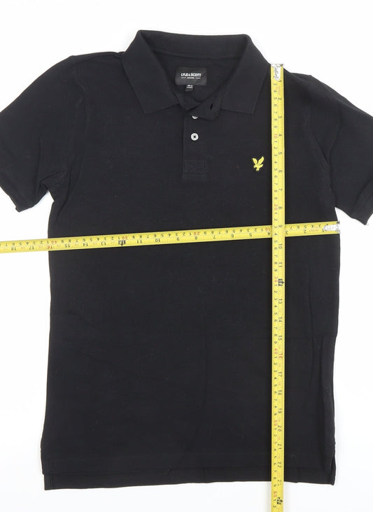 Lyle & Scott Junior Black Cotton Polo Shirt Teen Size 10 Years