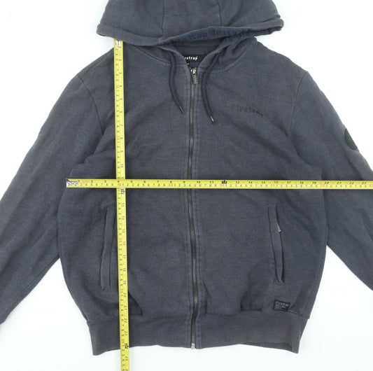 Mens UK M Regular Firetrap Blue Full Zip Hoodie