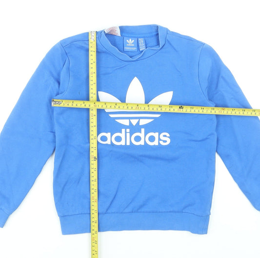 Adidas Boys Blue Crew Neck Pullover Sweatshirt Size 9-10 Years