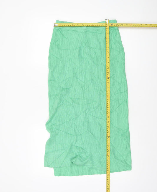 Marks and Spencer Women Green Knit Midi Pencil Skirt Size S
