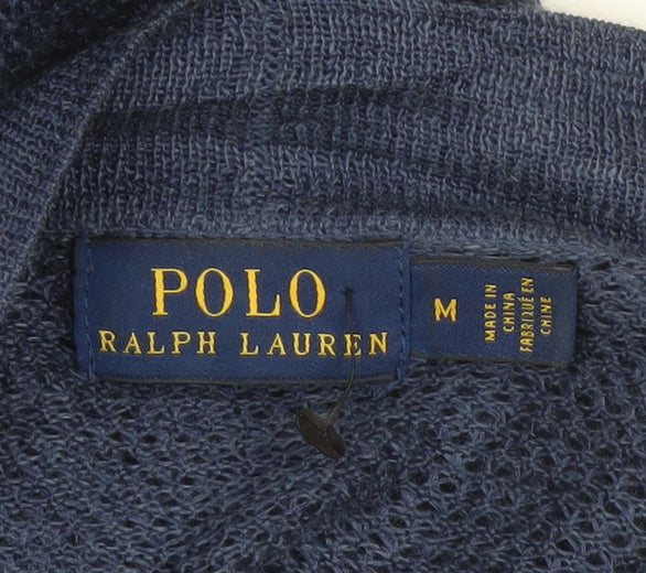 Polo Ralph Lauren Women's Blue Knit Open Cardigan Medium