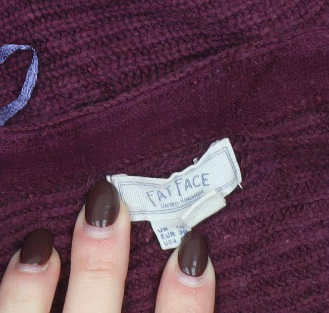 Womens UK 10 Regular Fat Face Purple Pullover Tight-Knit