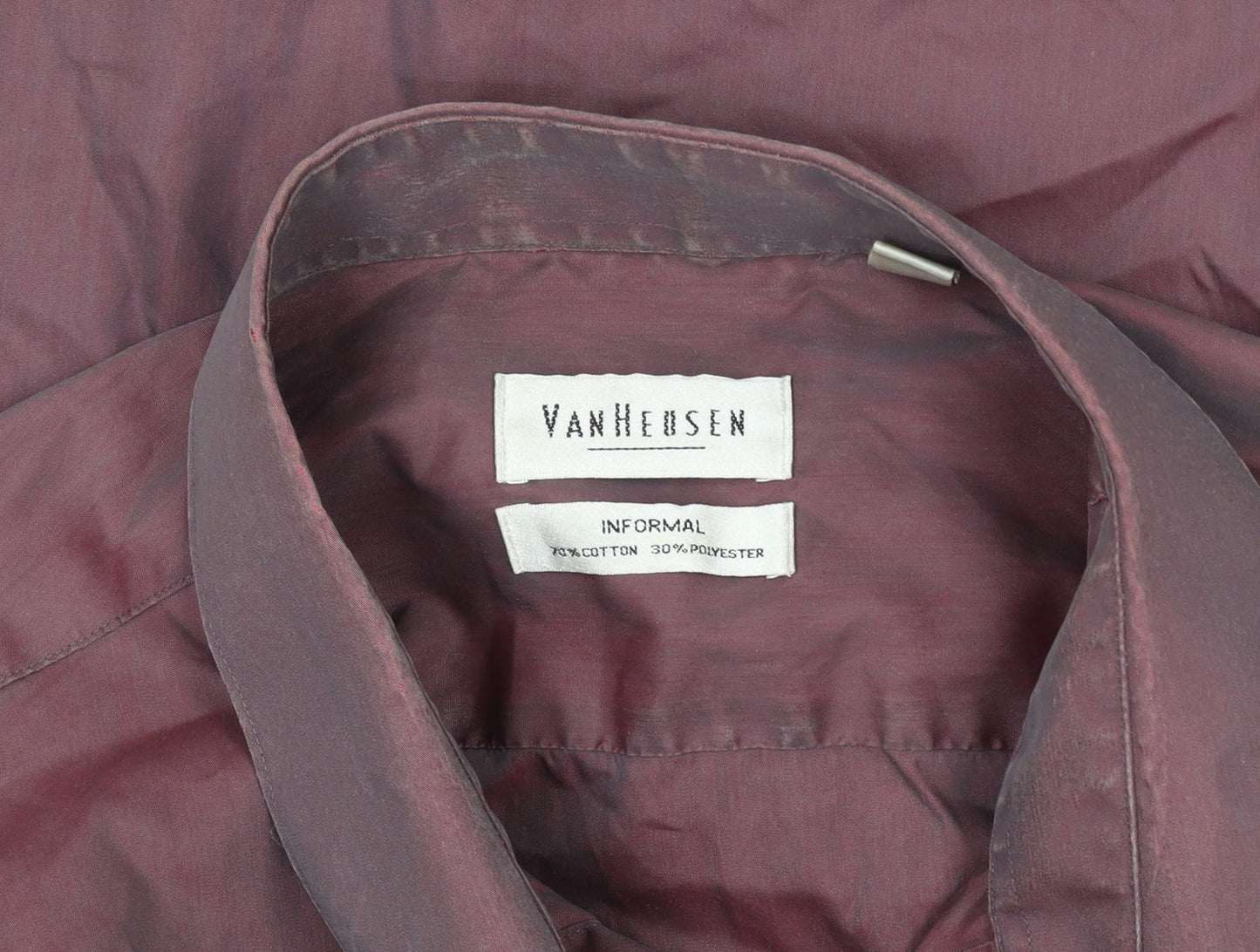 Van Heusen Men's Burgundy Long Sleeve Formal Dress Shirt Size 40