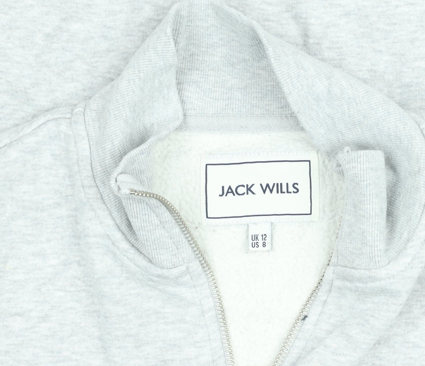 Womens UK 12 Regular Jack Wills Grey Henley Sweatshirt