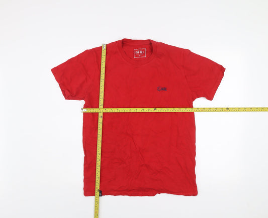 Mens UK Size M Diesel Red Cotton T-Shirt