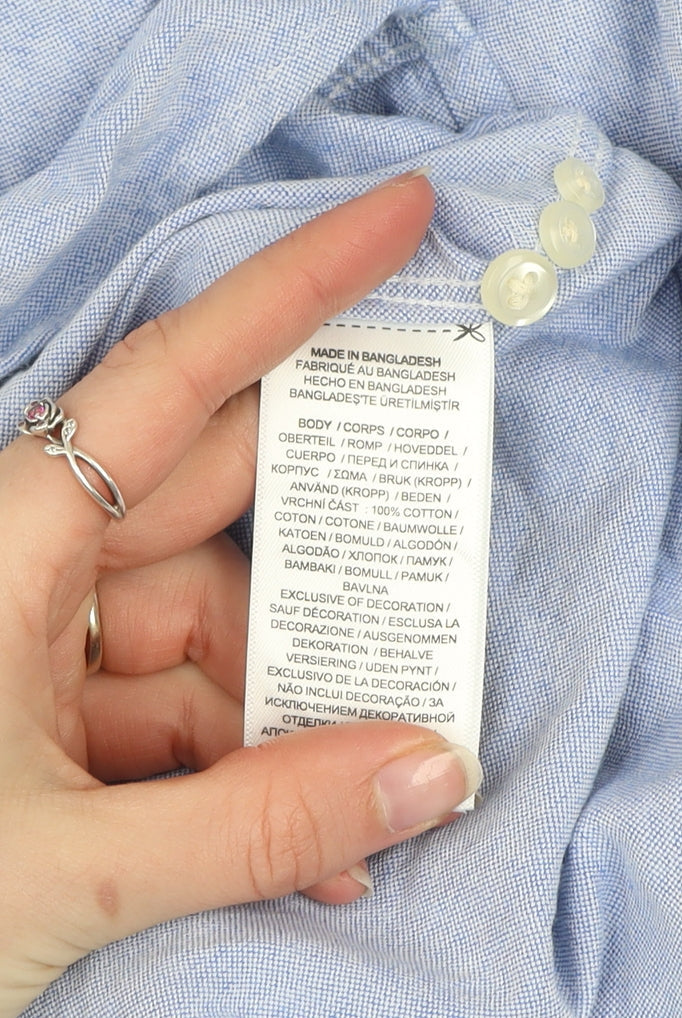 Ralph Lauren Men’s Blue Slim Fit Cotton Button-Up Shirt L