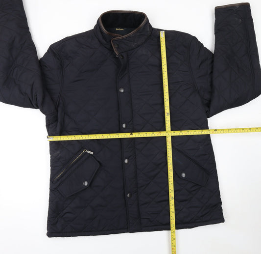Barbour Men's Blue 2XL Quilted Powell Jacket Warm Mid-Length Coat