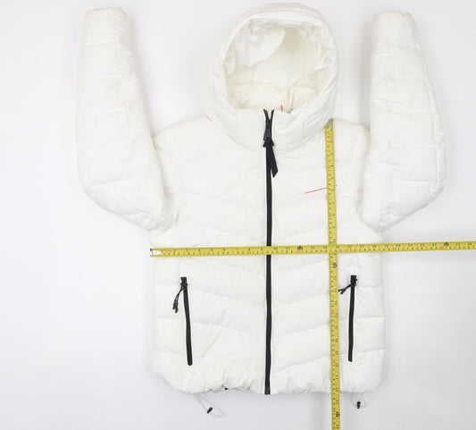 Superdry Women's White Puffer Jacket Size 14 Hooded Winter Coat