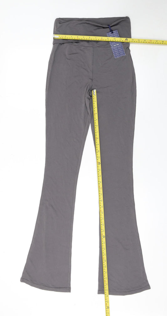 Jack Wills Women's Grey Flared Jersey Trousers UK 8 Regular Fit